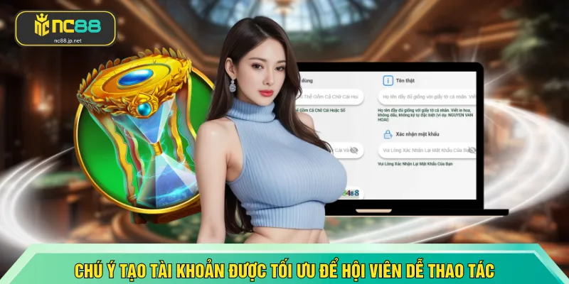 Chú ý tạo tài khoản được tối ưu để hội viên dễ thao tác